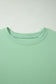 Mist Blue Solid Color Ribbed Trim Short Sleeve Top Drawstring Loose Pants 2pcs Outfit