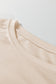 Beige Flower Patched Mineral Wash Round Neck Plus Size Top