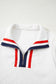 White Textured Jacquard Colorblock Edge Puff Sleeve Quarter Zip Mini Dress