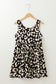 Black Leopard Print U Neck Sleeveless High Waist Dress