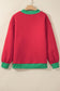 Brown Colorblock Polka Dot Contrast Trim Oversized Sweatshirt