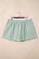 Sky Blue Contrast Trim Plaid Print Plus Size Shorts