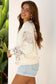 Beige Western Geo Pattern Patchwork Hoodie with Kangaroo Pocket