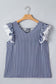 Blue Stripe V Neck Lace Contrast Ruffle Trim Tank Top
