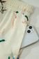 Beige Mallard Duck Print Oversized Tee Drawstring Short Set
