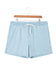 Sky Blue Stripe Plus Size Contrast Drawstring Elastic Waist Denim Shorts