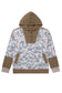 Khaki Camouflage Print Waffle Knit Patchwork Half Zip Plus Size Hoodie