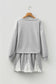 Light Grey Lace Patchwork Drop Shoulder Pullover Drawstring Skort 2pcs Outfit