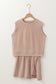 Smoke Gray 2 Pieces Mineral Wash Cotton Tank Top Lined Split Skirt Set