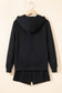 Black Button Drawstring Hooded Pullover and Casual Short Set