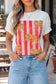 Dark Grey Cheetah Striped Print Retro Fashion Graphic Tee