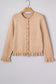 Oatmeal Ruffle Trim Gold Button Sweater Cardigan