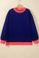 Brown Colorblock Polka Dot Contrast Trim Oversized Sweatshirt