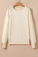 Camel Buttoned Bishop Sleeve Crew Neck Sweater