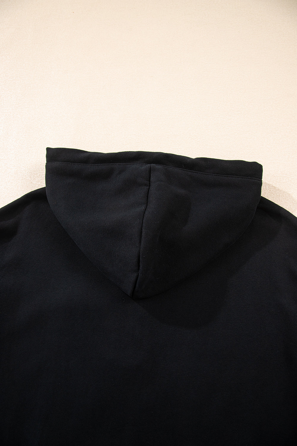 Black Button Drawstring Hooded Pullover and Casual Short Set