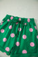 Pink Polka Dot Print V Neck Tee Short Set