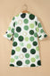 Green Polka Dot Print Flounced Half Sleeve Casual Vacation Style Mini Dress