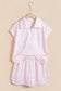 Pink Plaid Zip Neck Sleeveless Top Elastic Waist Shorts Casual Two Piece Short Set