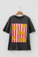 Dark Grey Cheetah Striped Print Retro Fashion Graphic Tee