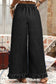 Sail Blue Plus Size Elastic Waist Ruffled Wide Leg Denim Pants