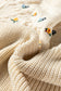 Jet Stream Mixed Texture Knit Flower Embroidered Detail Casual Sweater