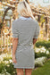 Black Stripe Contrast V Neck Collared Puff Sleeve T Shirt Mini Dress with Pockets