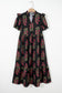 Beige Floral Short Bubble Sleeve Tiered Maxi Dress