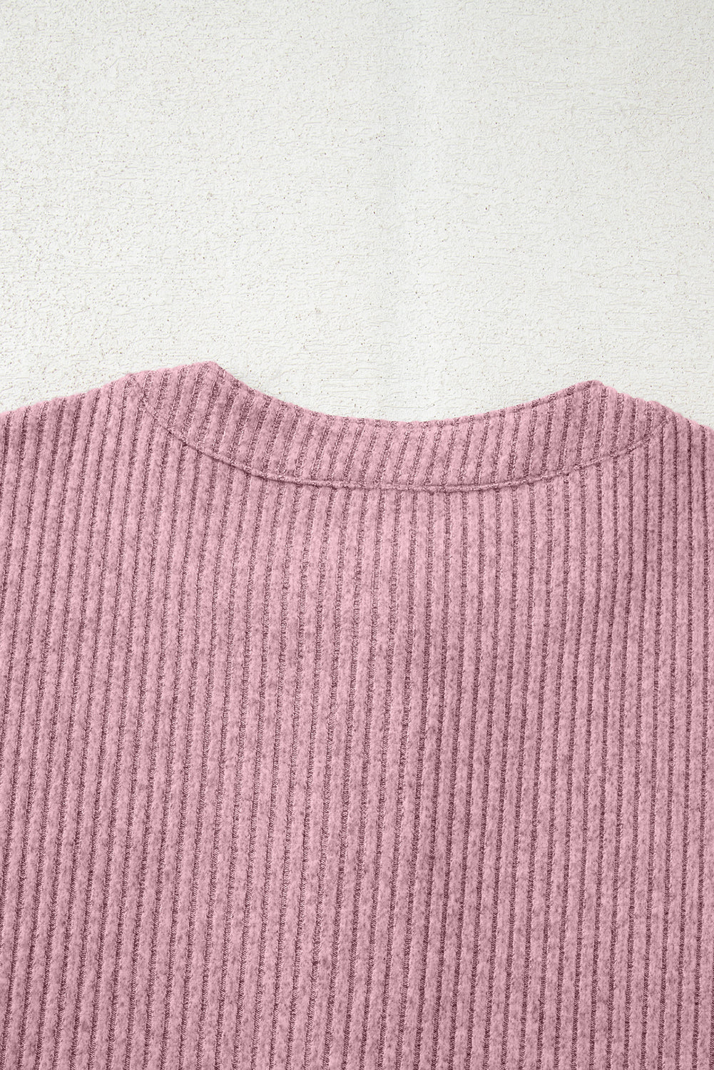Clearly Aqua Ribbed Texture Drop Shoulder Henley Knit Top