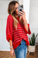 Black Stripe 3/4 Draped Sleeve Slouchy Sweater