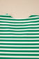 Green Stripe Puff Short Sleeve Patchwork V Neck Blouse