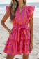 Rose Double Polka Dot V Neck Ruffled Short Sleeve Dress