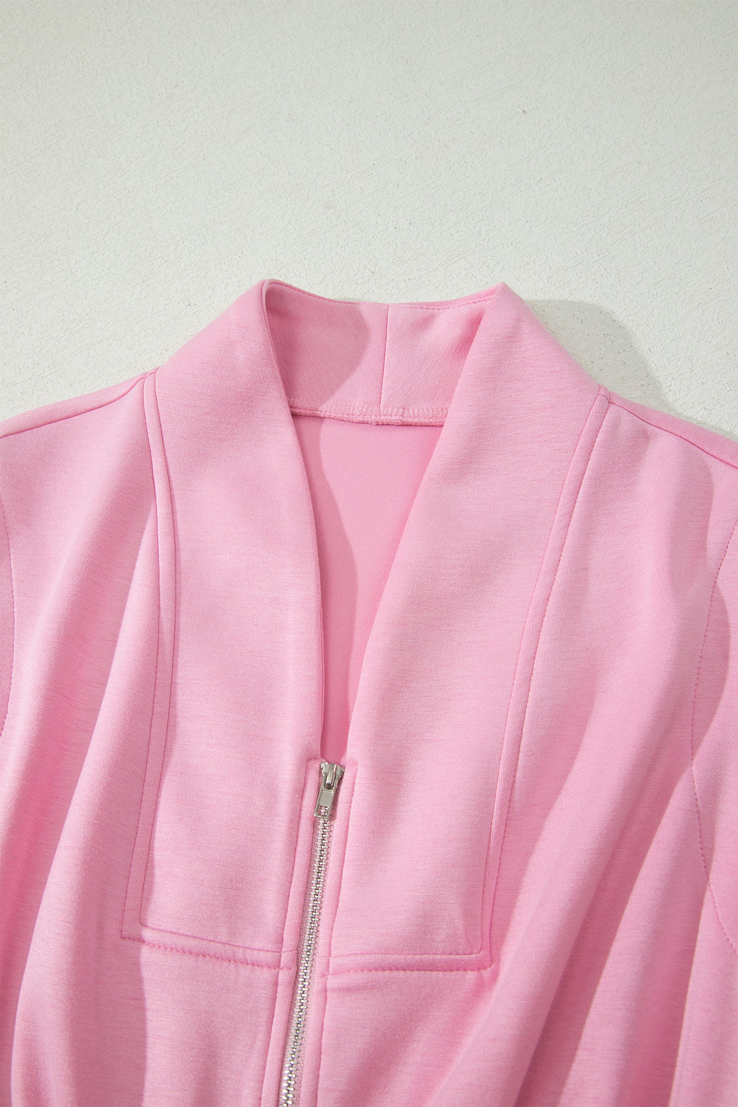 Pink V Neck Sleeveless Double Zip Shift Midi Dress