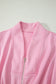 Pink V Neck Sleeveless Double Zip Shift Midi Dress