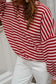 Red Stripe Cutout Open Back Long Sleeve Loose Top
