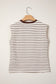 Red Stripe Ribbed Round Neck Trim Loose Tank Top