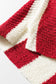 Red Stripe Colorblock V Neck Bracelet Sleeve Sweater
