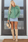 Grass Green Waffle Knit Vintage Patchwork Button Up Loose Shirt
