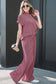 Dark Grey Twisted Ribbed High Neck Loose Tee Elastic High Waist Loose Pant Set