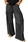 Black Plus Size Mineral Wash Exposed Seam Patchwork Drawstring Loose Pants
