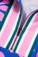 Purple Floral Striped Quarter Zip Cap Sleeve Drawstring Waist Mini Dress