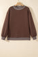 Brown Colorblock Polka Dot Contrast Trim Oversized Sweatshirt
