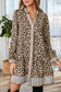 Brown Leopard Print Striped Patchwork 3/4 Sleeve Loose Mini Dress