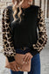 Khaki Leopard Puff Sleeve Patchwork Top
