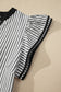 Black Stripe Contrast Trim V Neck Flutter Sleeve Casual Long Dress