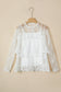 White 2pcs Sheer Floral Lace Ruffle Tiered Patchwork Blouse