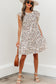 Khaki Leopard Ruffled Flutter Sleeve Keyhole Back Mini Dress