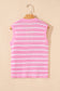 Pink Stripe V Neck Gold Buttons Elegant Sweater Vest
