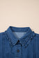 Sail Blue Ruffled Edge Collared Shift Denim Dress with Pockets