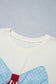 White Distressed Flag Bow Patched Plus Size T Shirt