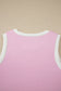 Pink Colorblock Trim Cropped Tank Elastic Waist Shift Pants 2pcs Set